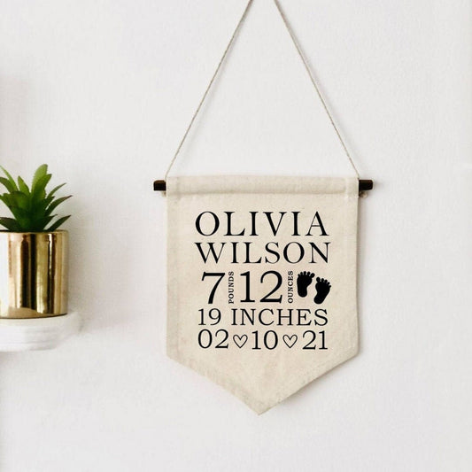 Lua Nova Children's Banners New Born Arrival Banner - Birth Statistics