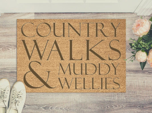Lua Nova Doormat 'Country Walks & Muddy Wellies' Doormat