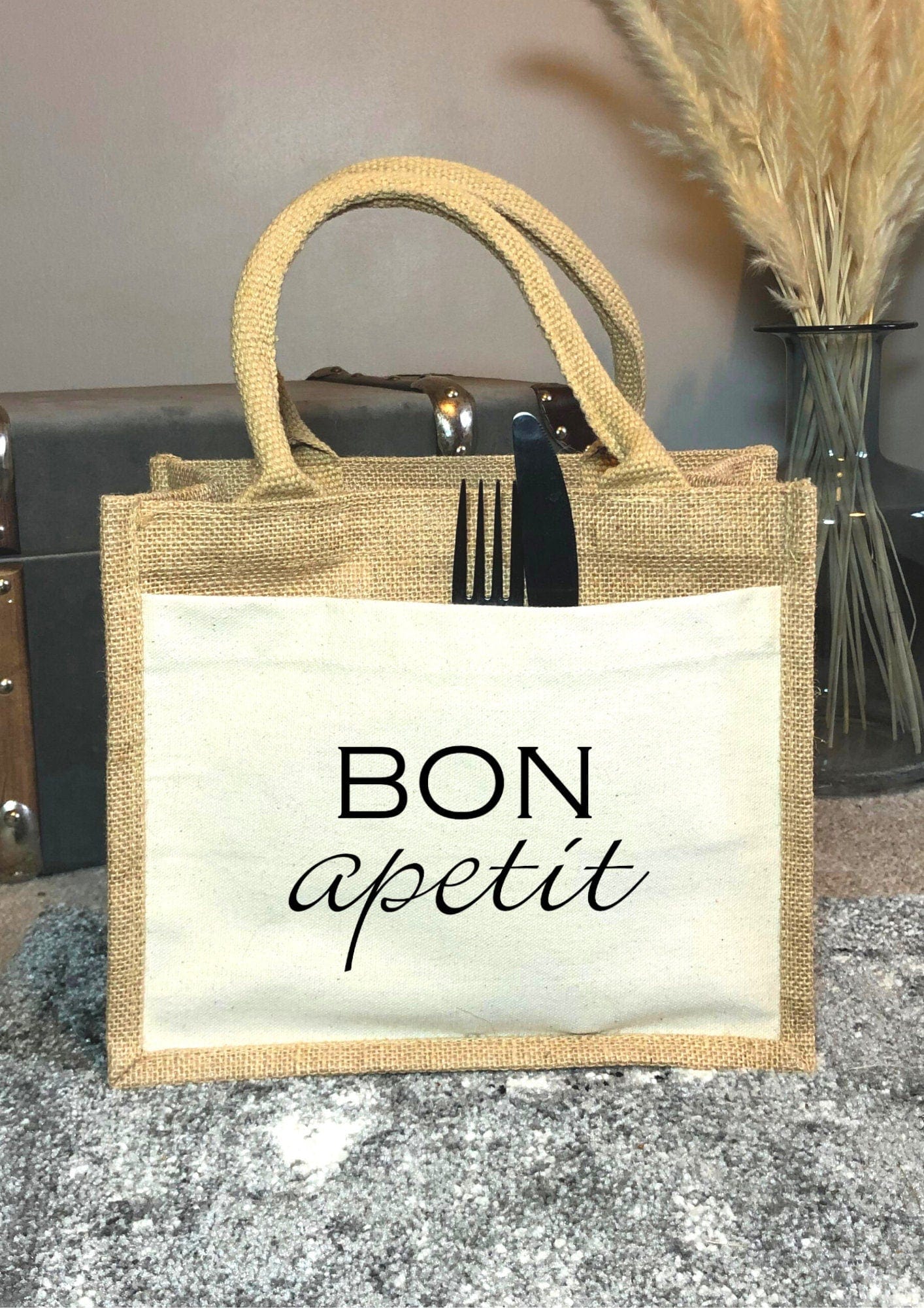 Lua Nova Lunch Bags Bon Apetit - Jute Canvas Lunch Bag