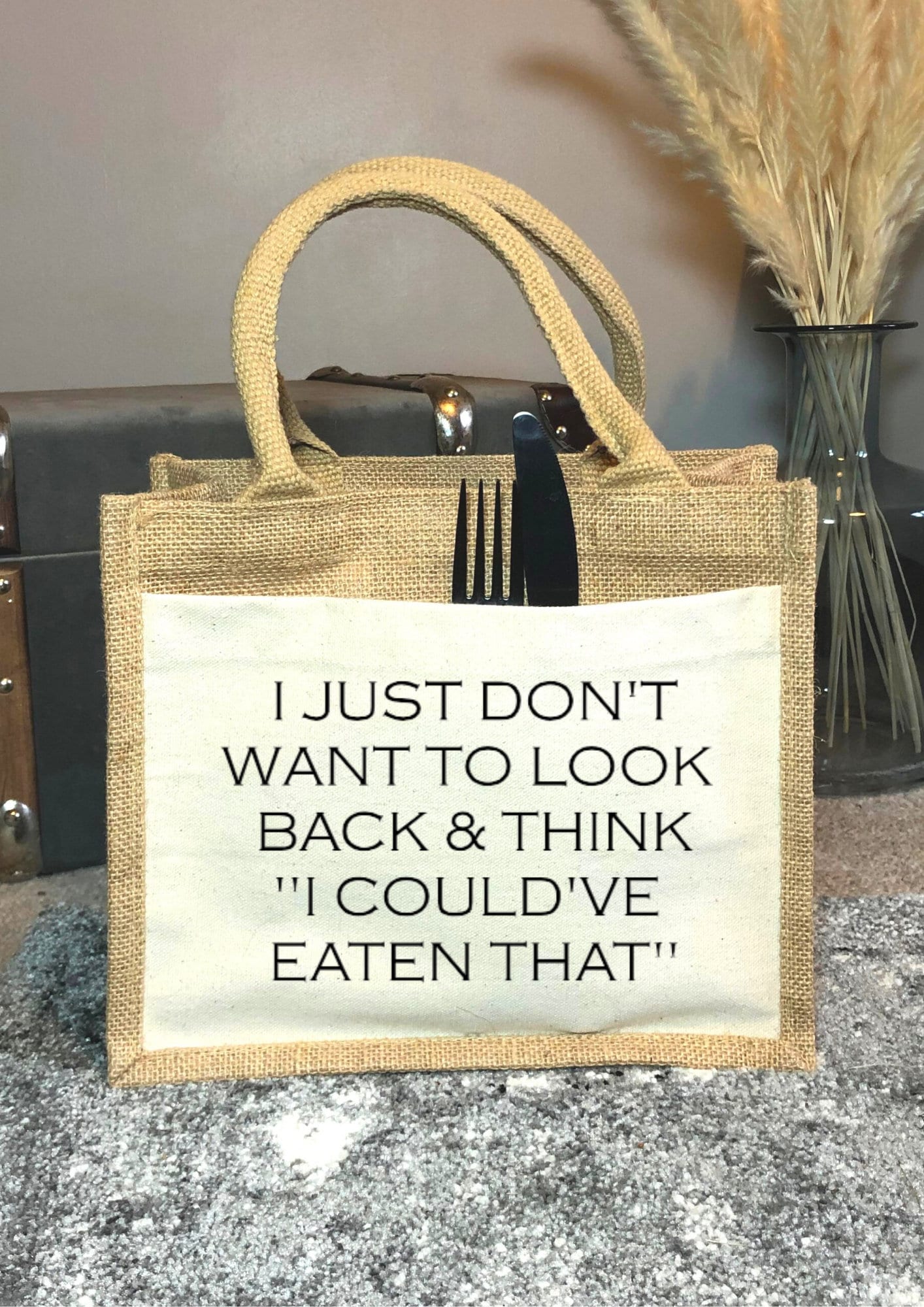 Lua Nova Lunch Bags Funny Jute Canvas Lunch Bag