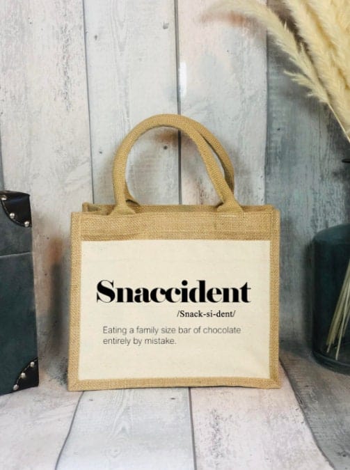 Lua Nova Lunch Bags Snaccident - Canvas Jute Lunch Bag