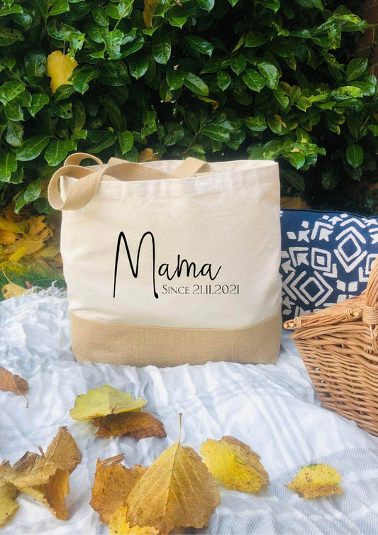 Lua Nova Mama Canvas Jute Tote Bag