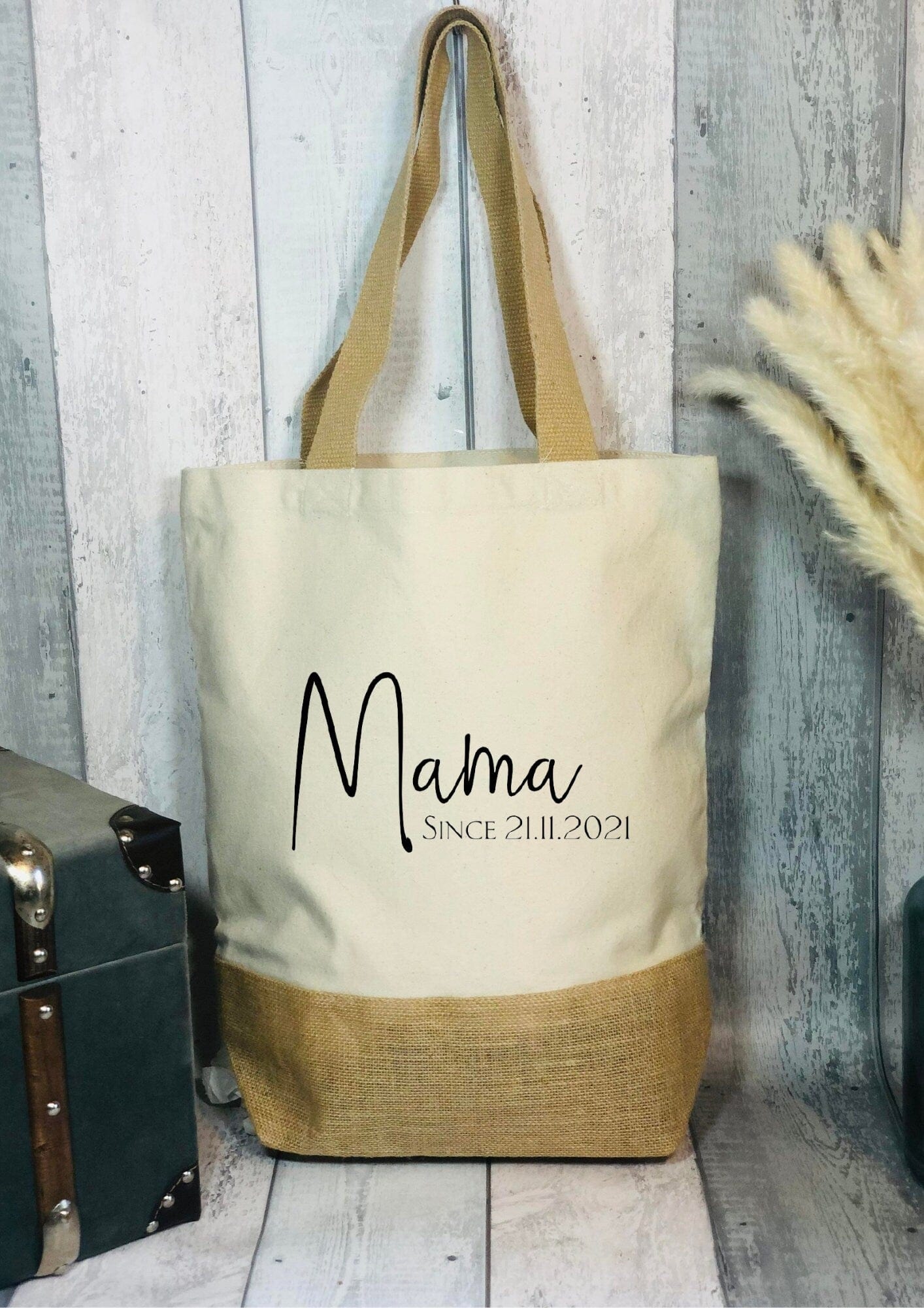 Lua Nova Mama Canvas Jute Tote Bag