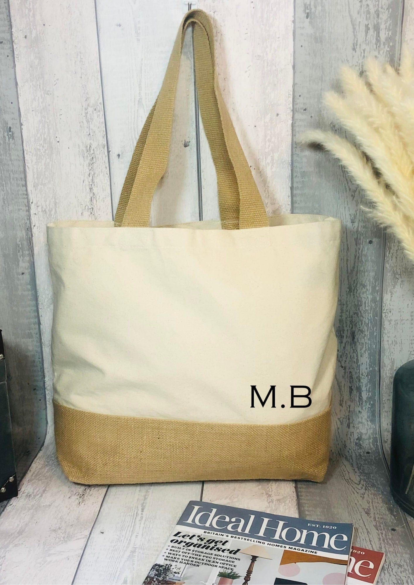 Lua Nova Shopping Totes Personalised Initials - Canvas Jute Tote Bag
