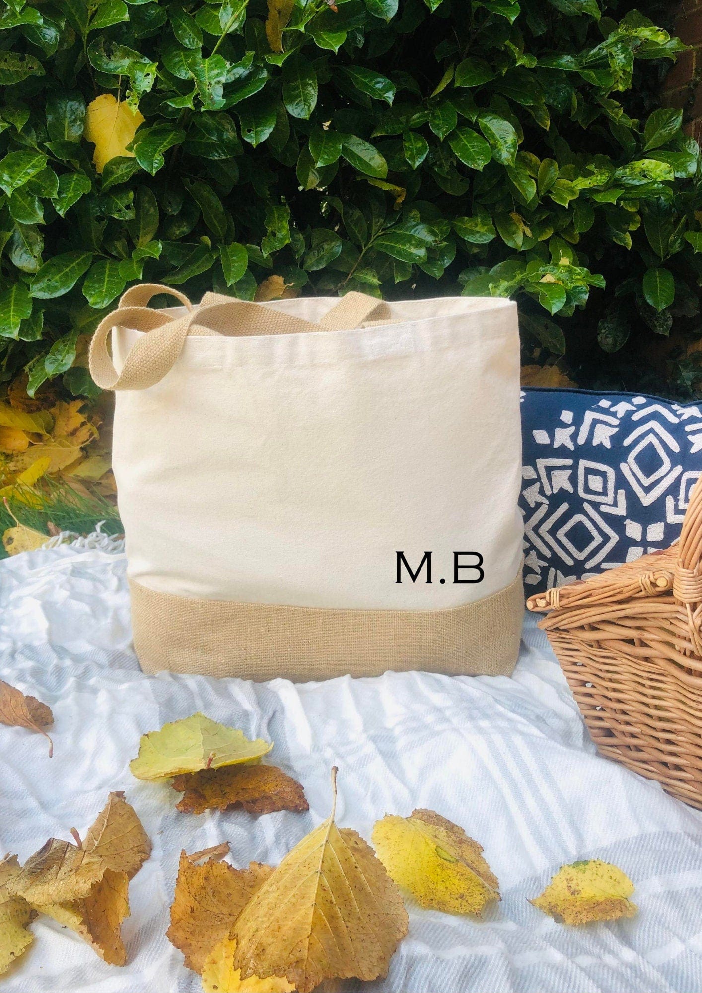 Lua Nova Shopping Totes Personalised Initials - Canvas Jute Tote Bag