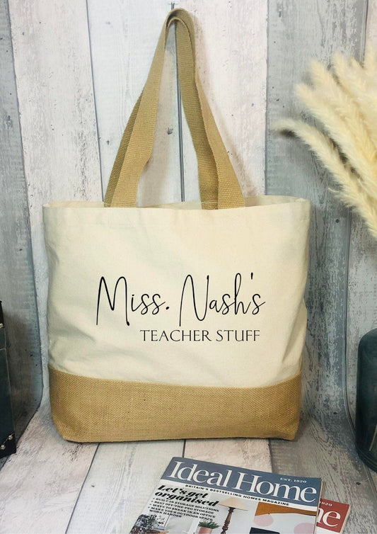 Lua Nova Shopping Totes Personalised Teacher Stuff Tote Bag
