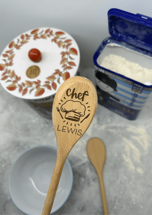 Lua Nova Wooden Spoon Chef Personalised Wooden Spoon - Chef or Sous Chef