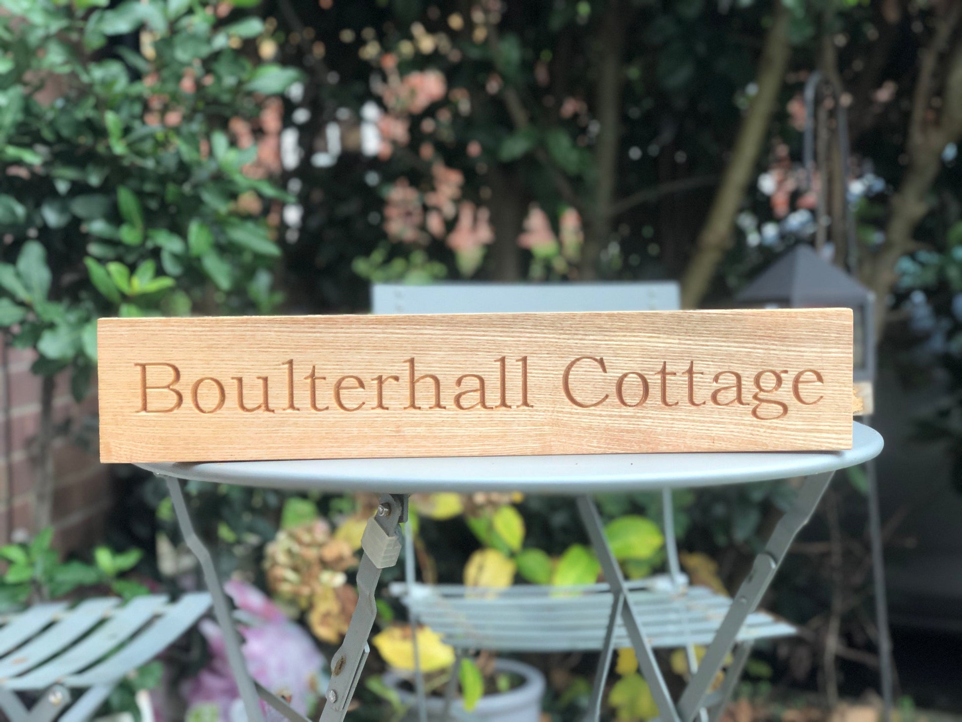 Lua Nova Ash Wood Engraved House Sign - Text of Choice