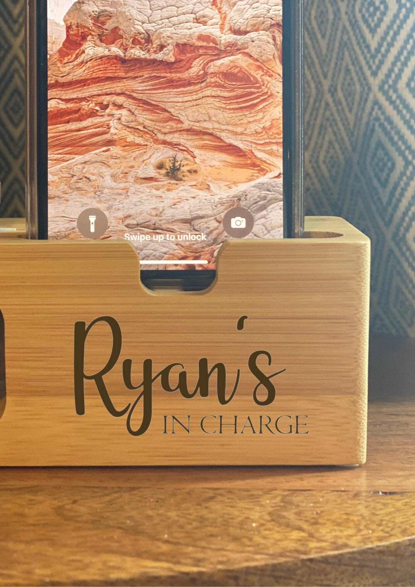 Lua Nova Charging Stations Apple Watch & Mobile Wood Charging Station - Personalised with Name