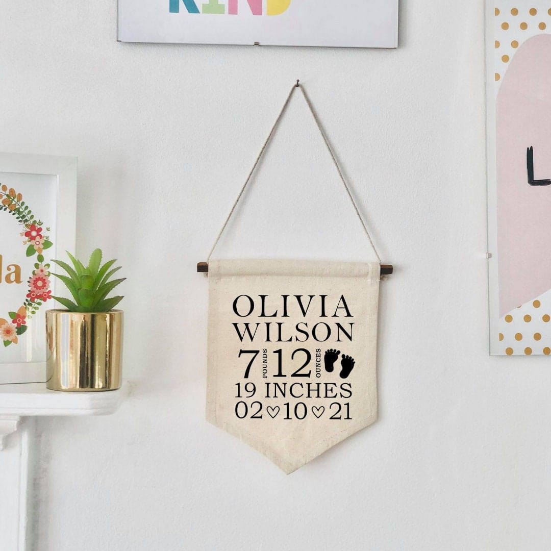 Lua Nova Children's Banners New Born Arrival Banner - Birth Statistics