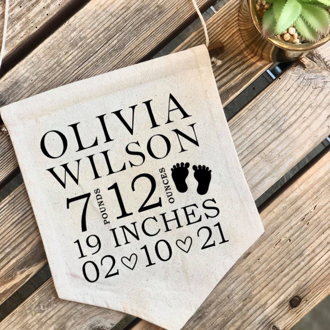 Lua Nova Children's Banners New Born Arrival Banner - Birth Statistics