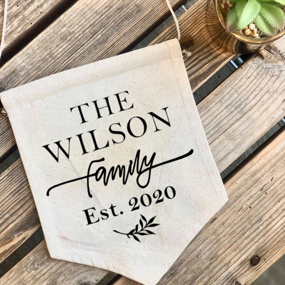 Personalised Family Home Decor. Wall Hanging Cotton Canvas. Established Date. Gift for Families