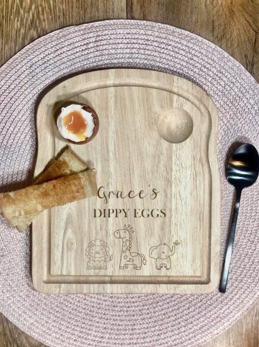 Safari Zoo Childrens Breakfast Dippy Egg Plate Board, Egg and Soldiers