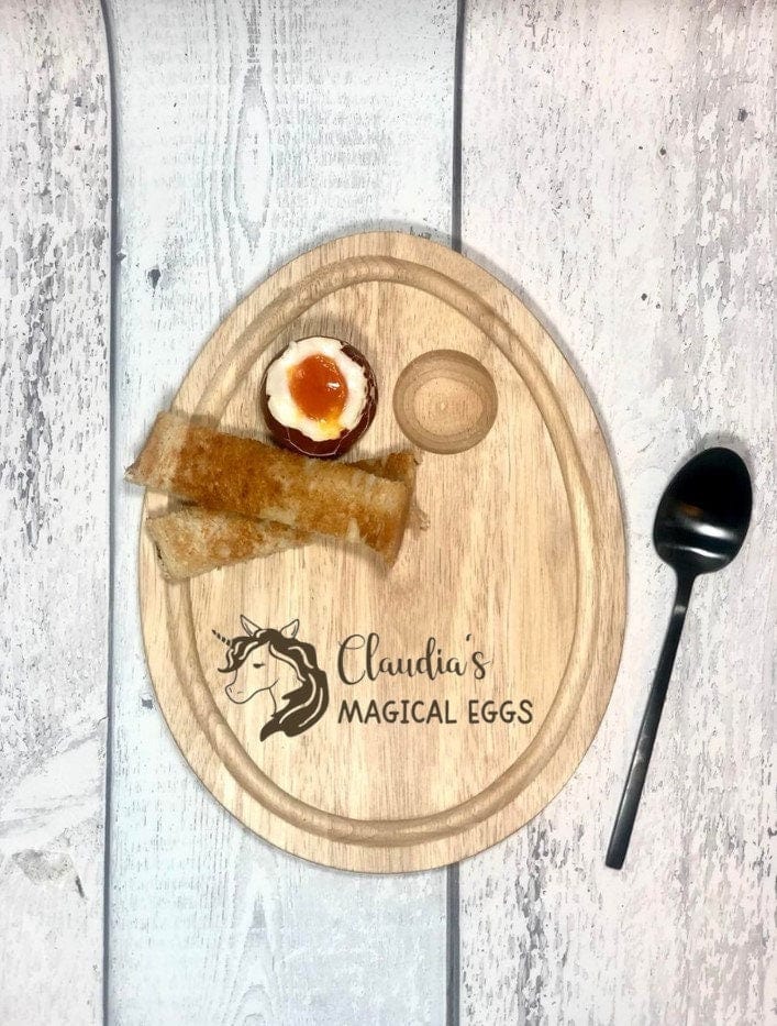 Unicorn Childrens Breakfast Dippy Egg Plate Board, Egg and Soldiers