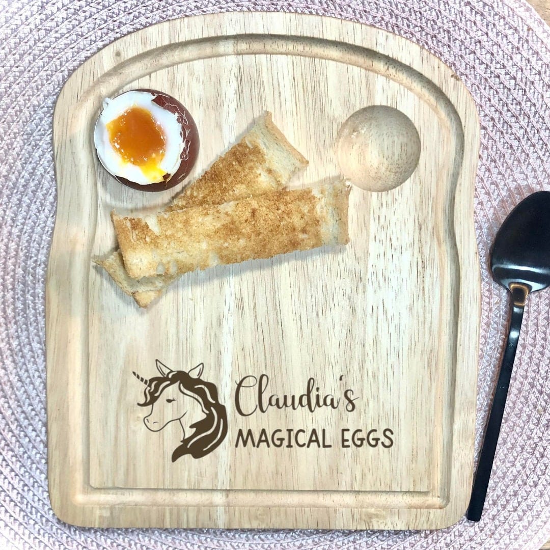 Unicorn Childrens Breakfast Dippy Egg Plate Board, Egg and Soldiers