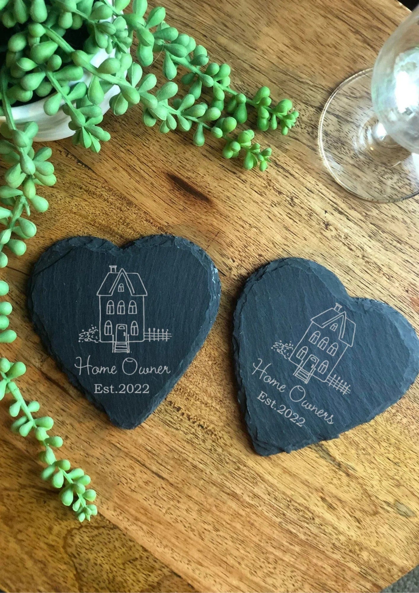 Round Slate Coaster for New Homeowners - First Time Home Owner - New Home - Mortgage 