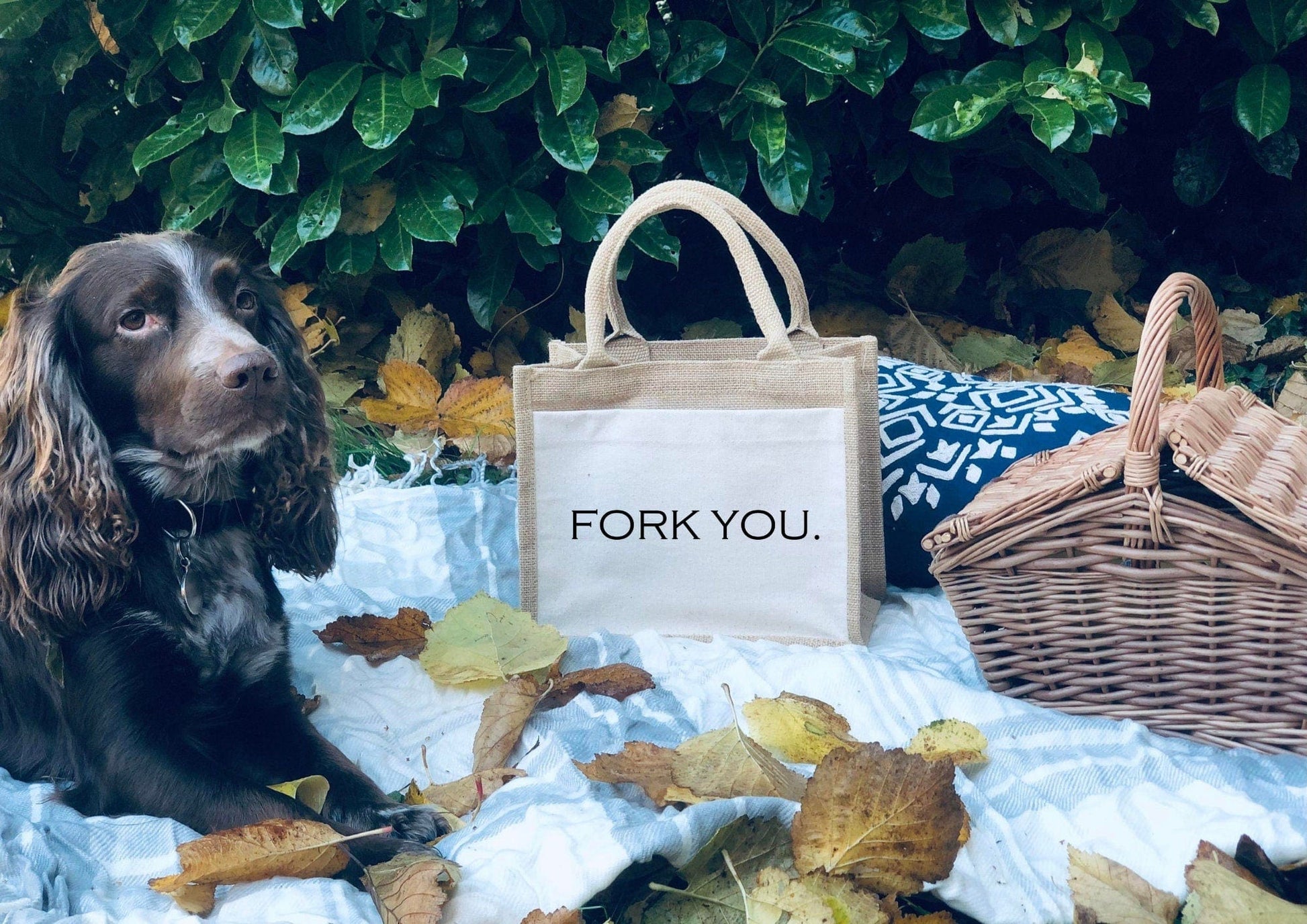 Lua Nova Lunch Bags 'Fork You' - Funny Jute Canvas Lunch Bag