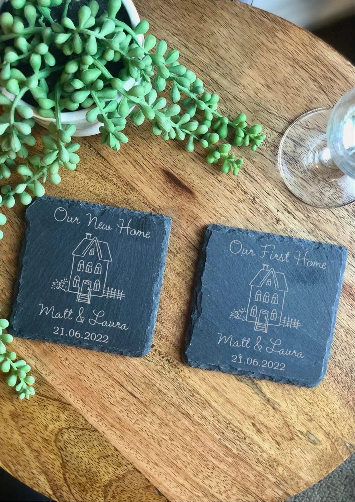 Lua Nova Our New Home Slate Coaster
