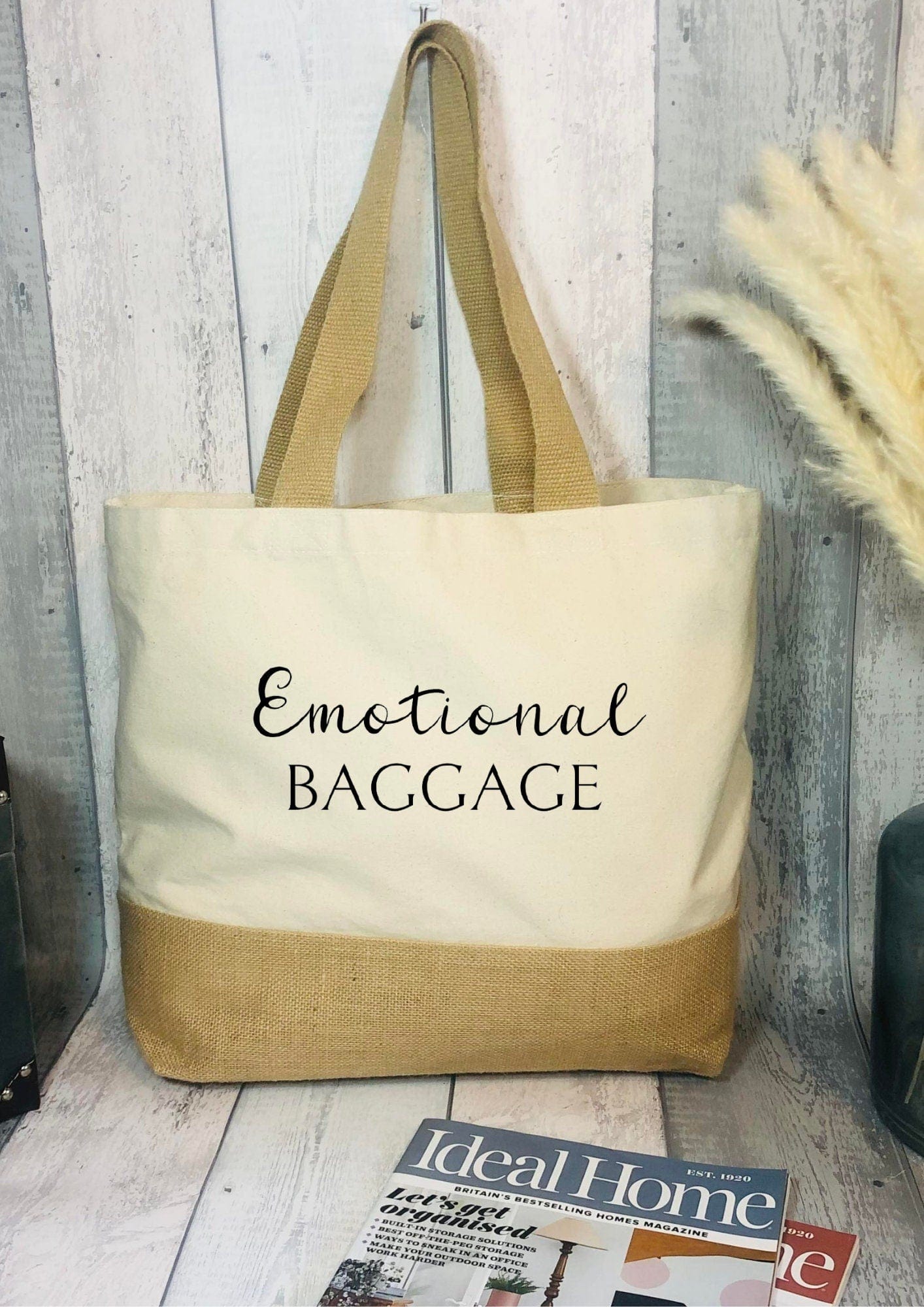 Lua Nova Shopping Totes ' Emotional Baggage '  Jute Canvas Tote Bag