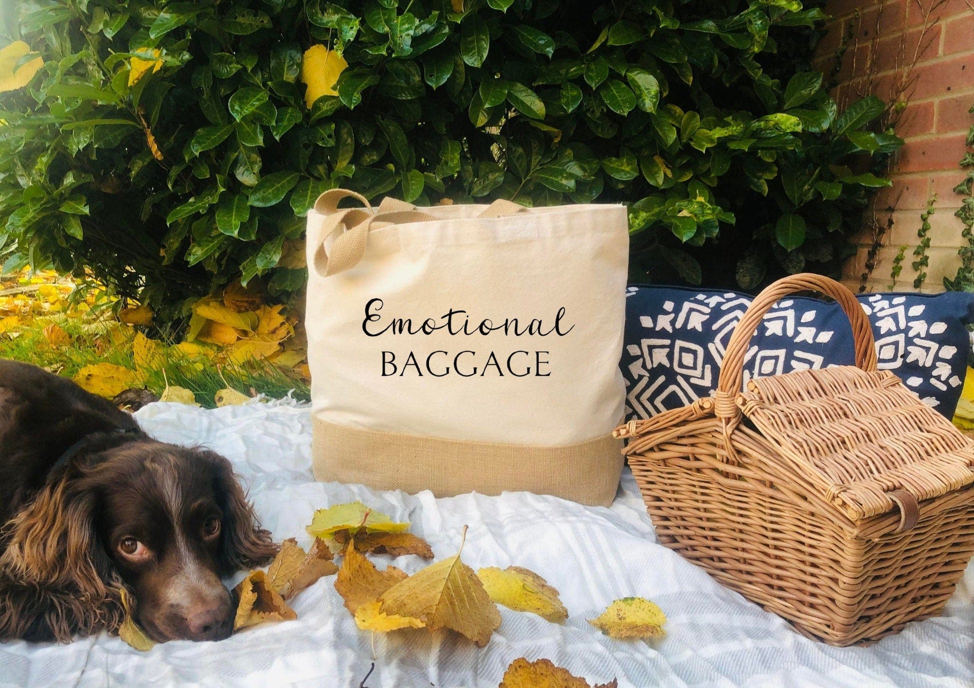 Lua Nova Shopping Totes ' Emotional Baggage '  Jute Canvas Tote Bag