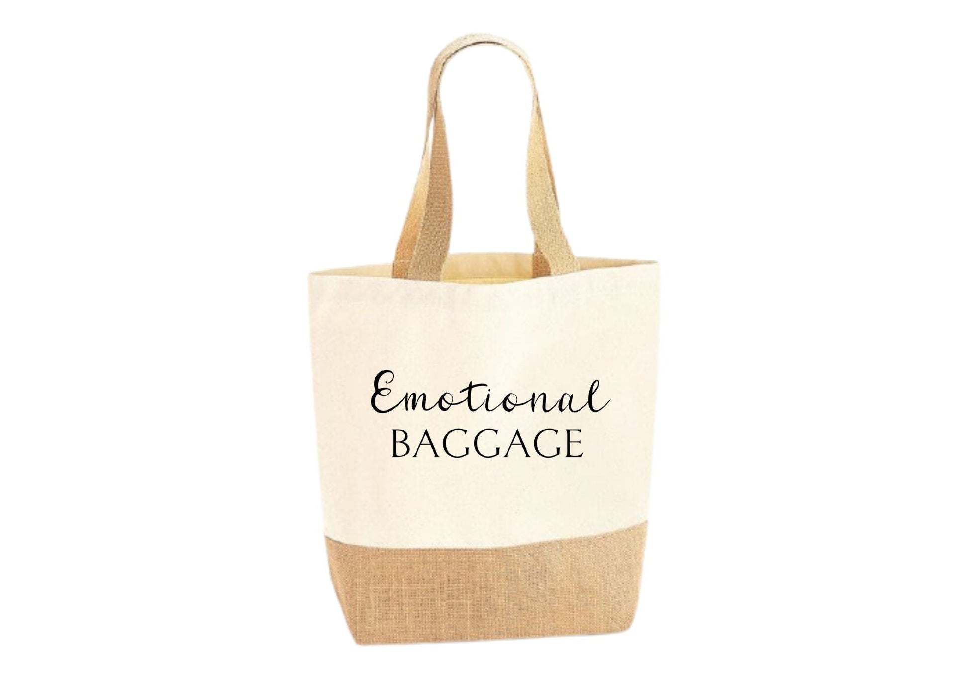 Lua Nova Shopping Totes ' Emotional Baggage '  Jute Canvas Tote Bag