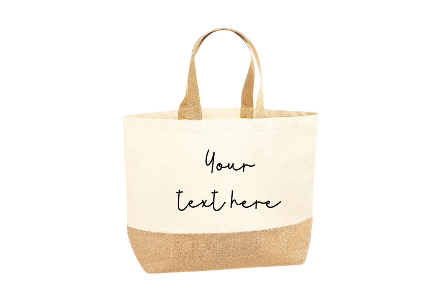 Personalised Strong and Large Tote Bag perfect for shopping, travel, picnics. Designed with text or message of choice 