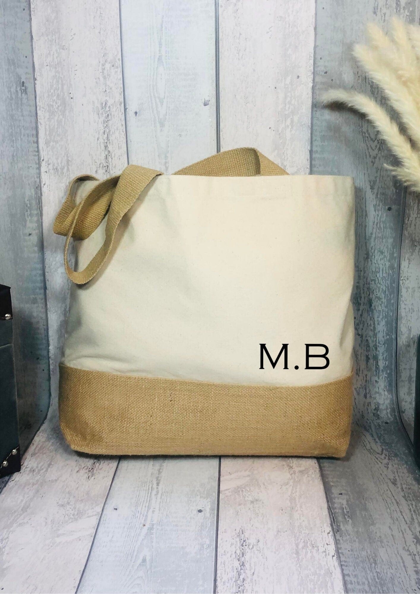 Lua Nova Shopping Totes Personalised Initials - Canvas Jute Tote Bag