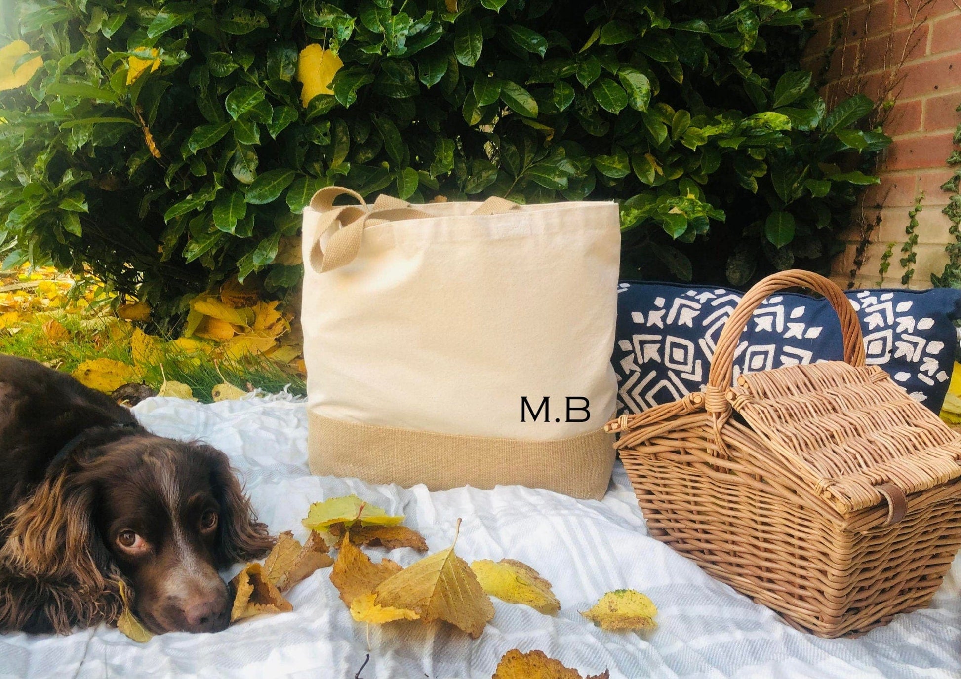 Lua Nova Shopping Totes Personalised Initials - Canvas Jute Tote Bag