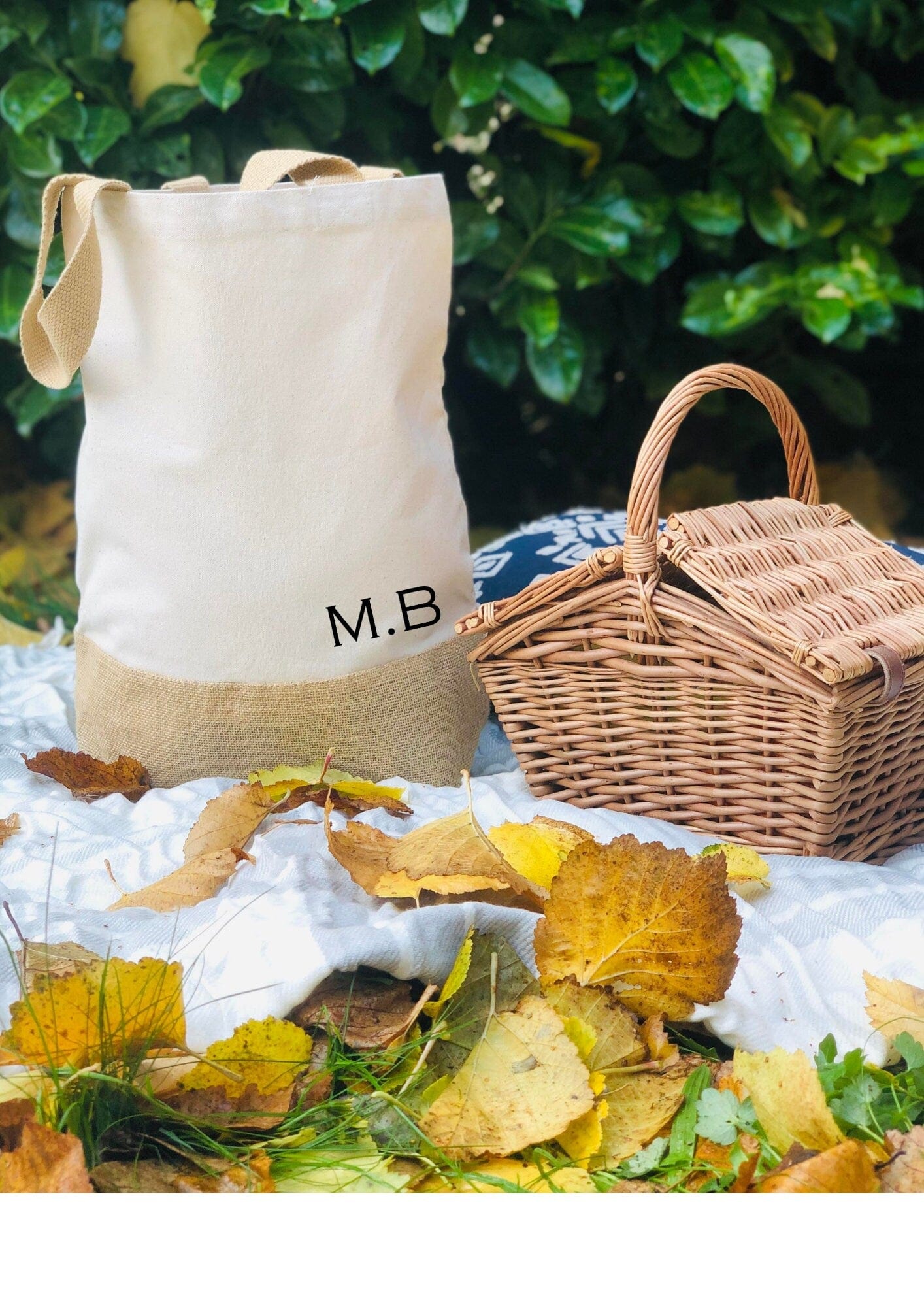 Lua Nova Shopping Totes Personalised Initials - Canvas Jute Tote Bag