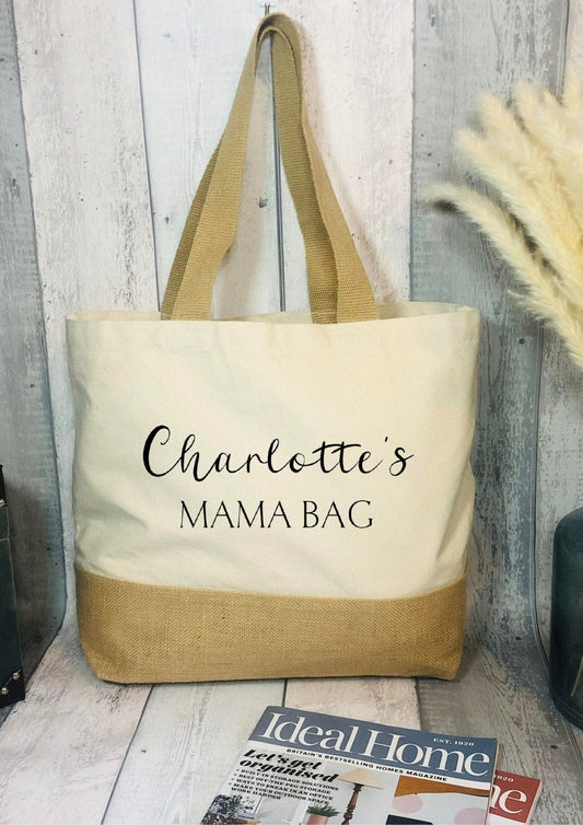 Lua Nova Shopping Totes Personalised Mama Jute Cotton Tote Bag