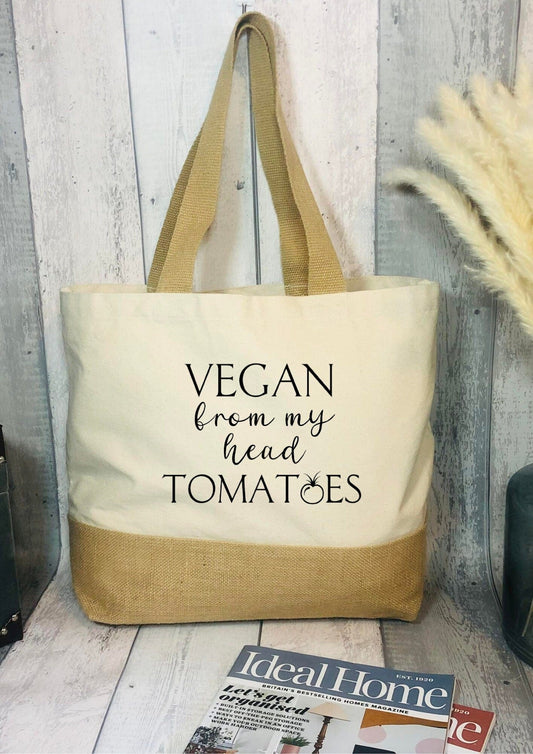 Lua Nova Shopping Totes Vegan From My Head Tomatoes - Jute & Cotton Tote Bag