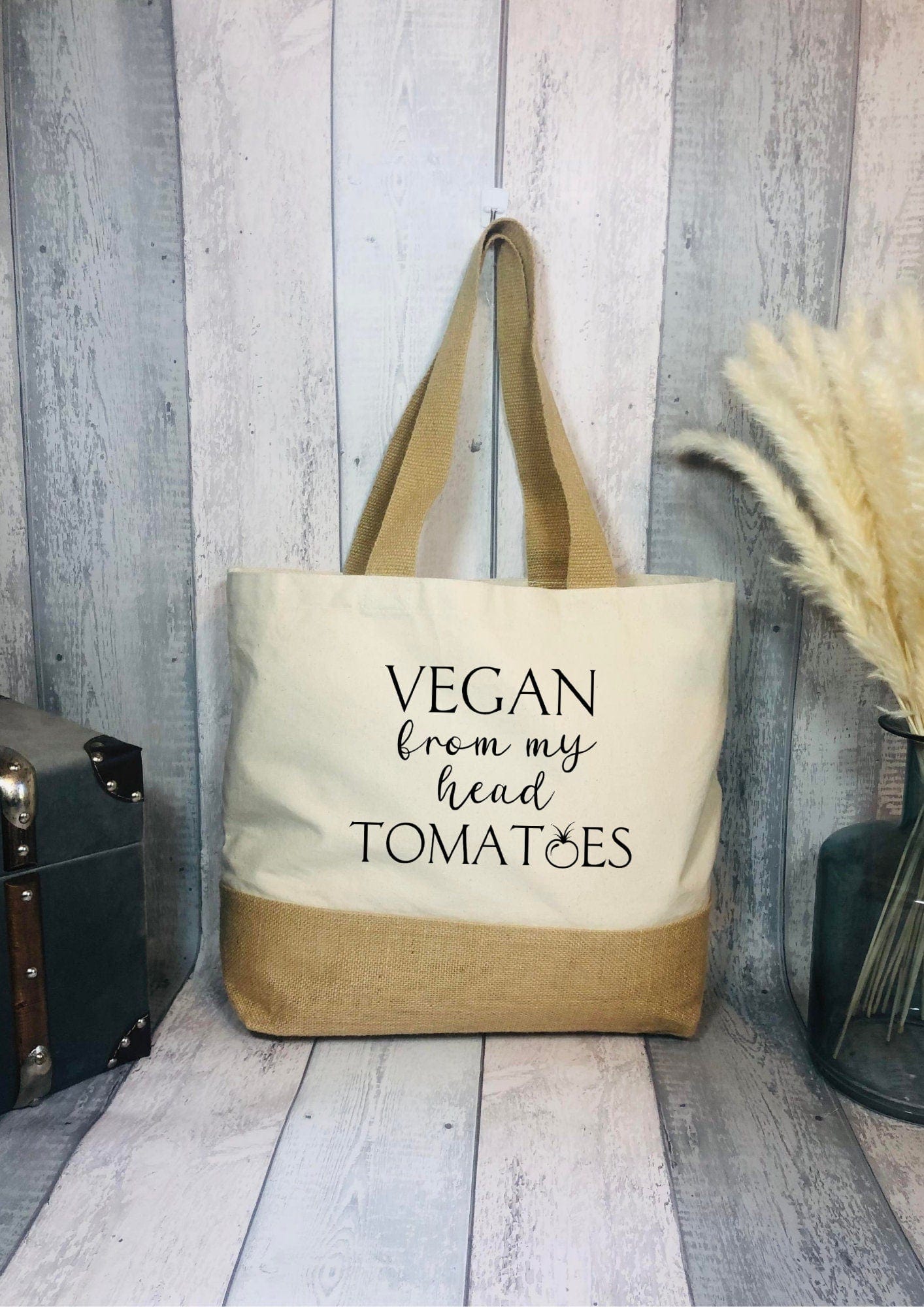 Lua Nova Shopping Totes Vegan From My Head Tomatoes - Jute & Cotton Tote Bag