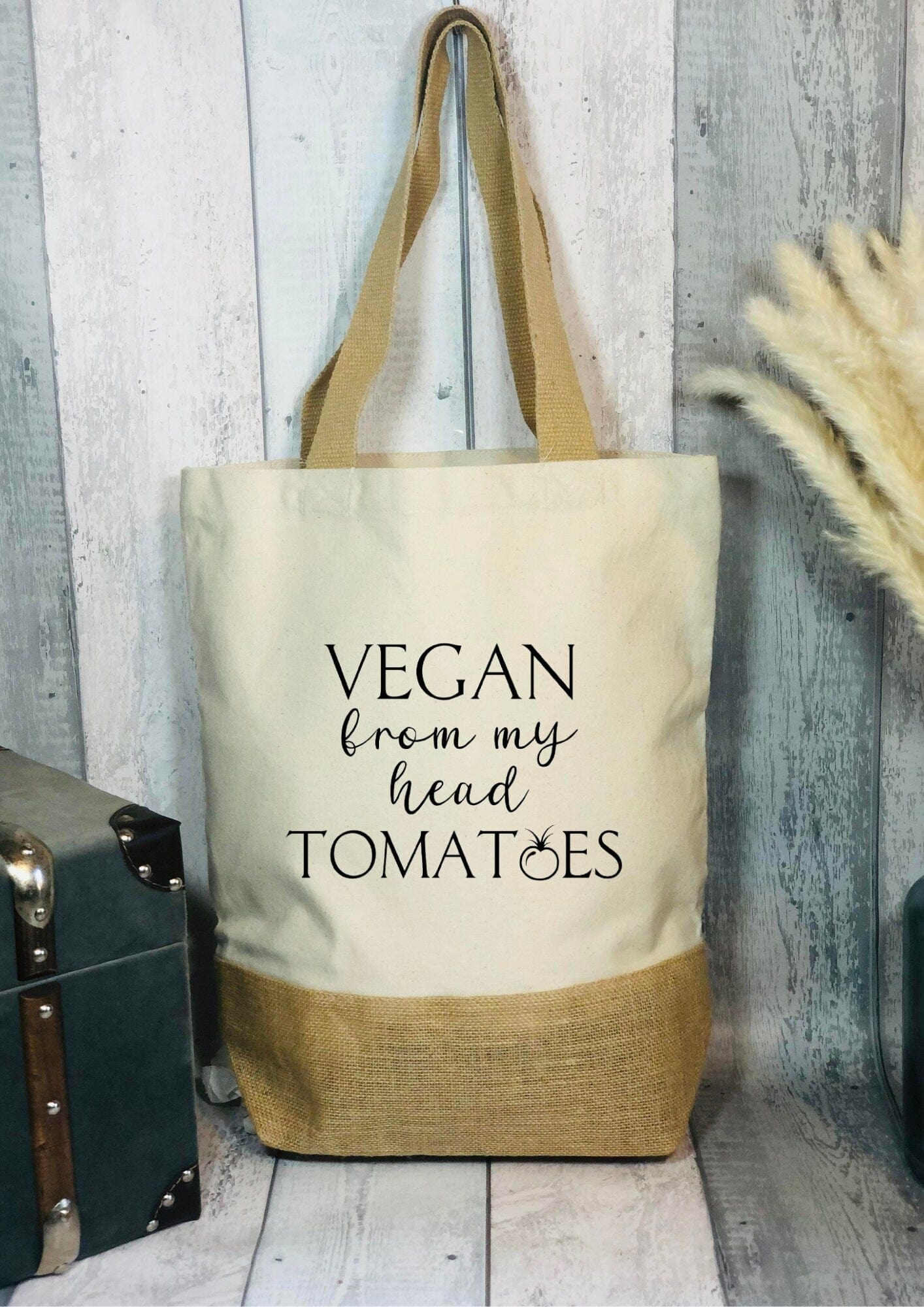 Lua Nova Shopping Totes Vegan From My Head Tomatoes - Jute & Cotton Tote Bag