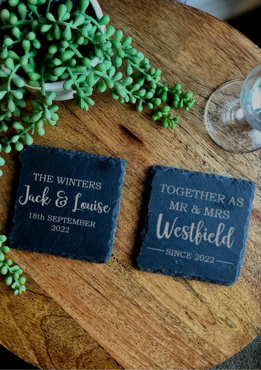 Lua Nova Wedding Couple Coasters