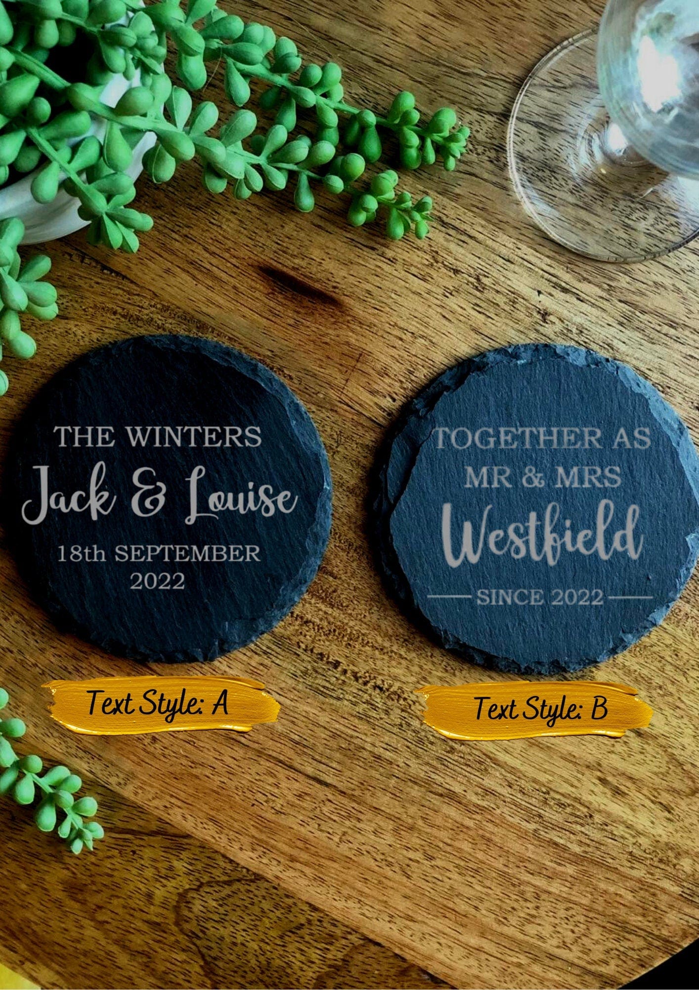 Lua Nova Wedding Couple Coasters