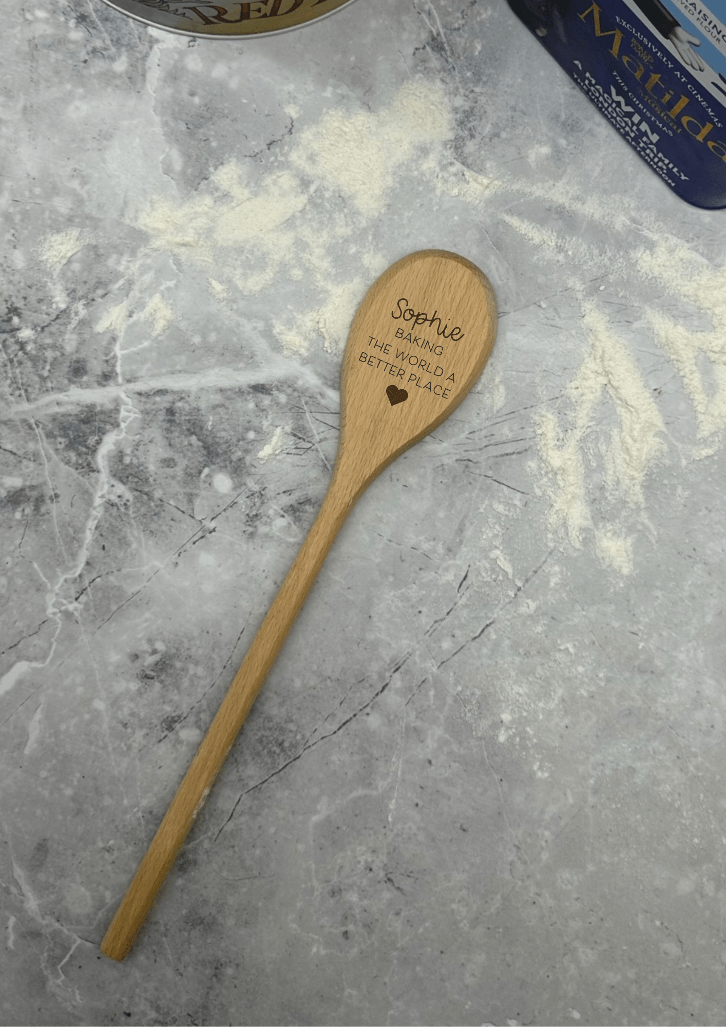 Lua Nova Wooden Spoon Personalised Wooden Spoon - Baking the World a Better Place