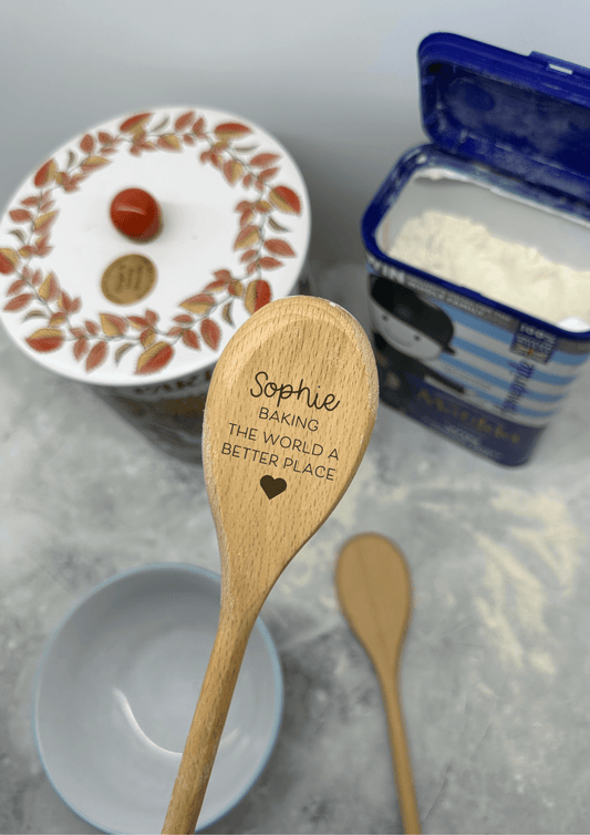 Lua Nova Wooden Spoon Personalised Wooden Spoon - Baking the World a Better Place