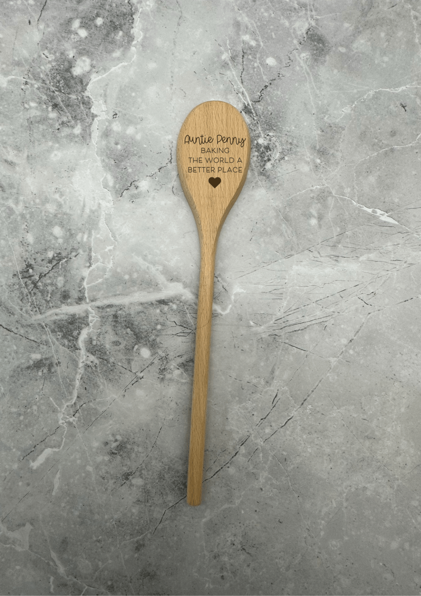 Lua Nova Wooden Spoon Personalised Wooden Spoon - Baking the World a Better Place